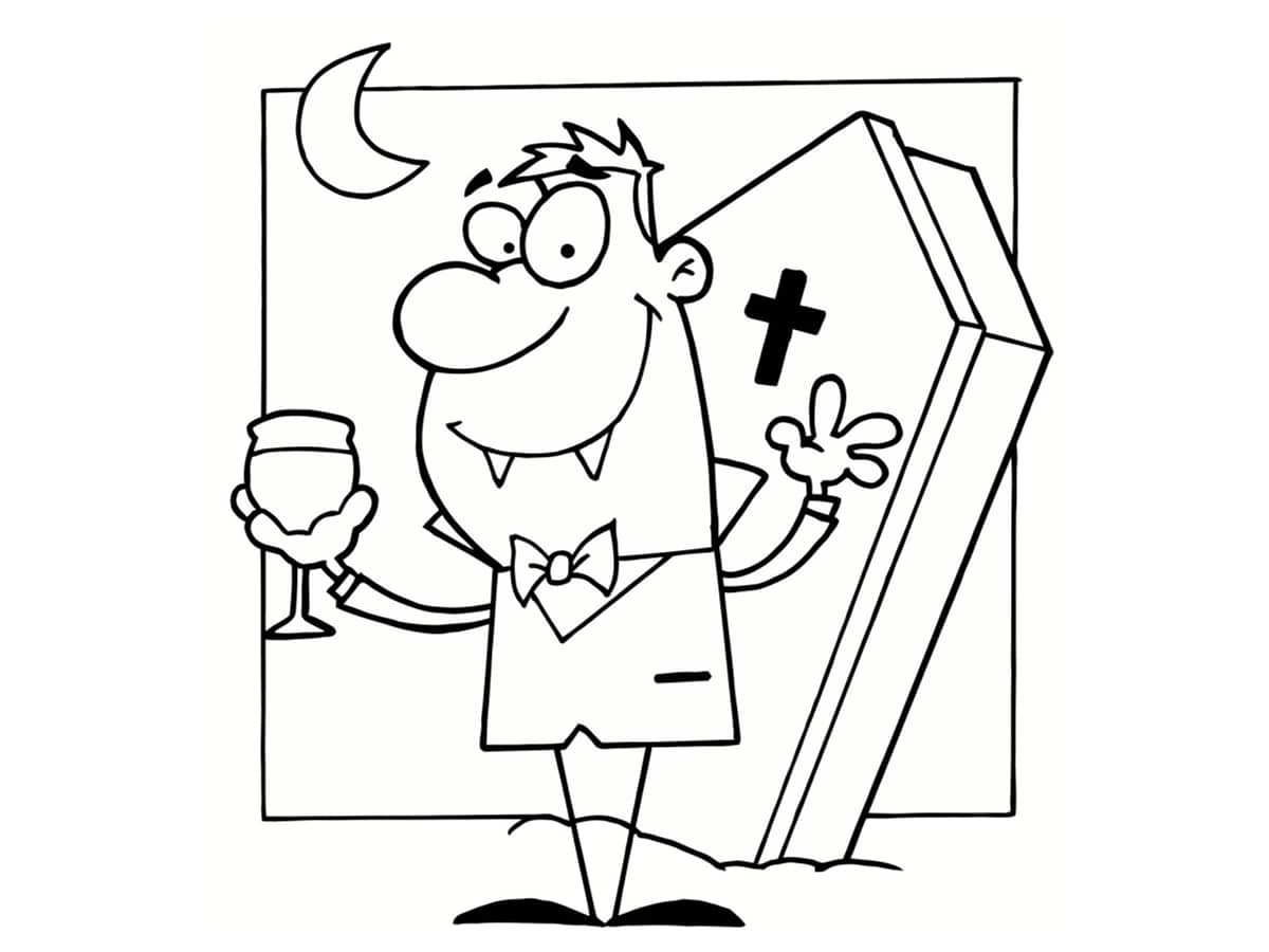 Coloriage Vampire Qui Sort De Son Tombeau - Vampire à imprimer
